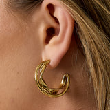 Double chunky hoop earrings with twisted detail