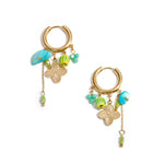 Small hoop earrings with hanging chain and beads