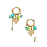 Small hoop earrings with hanging chain and beads