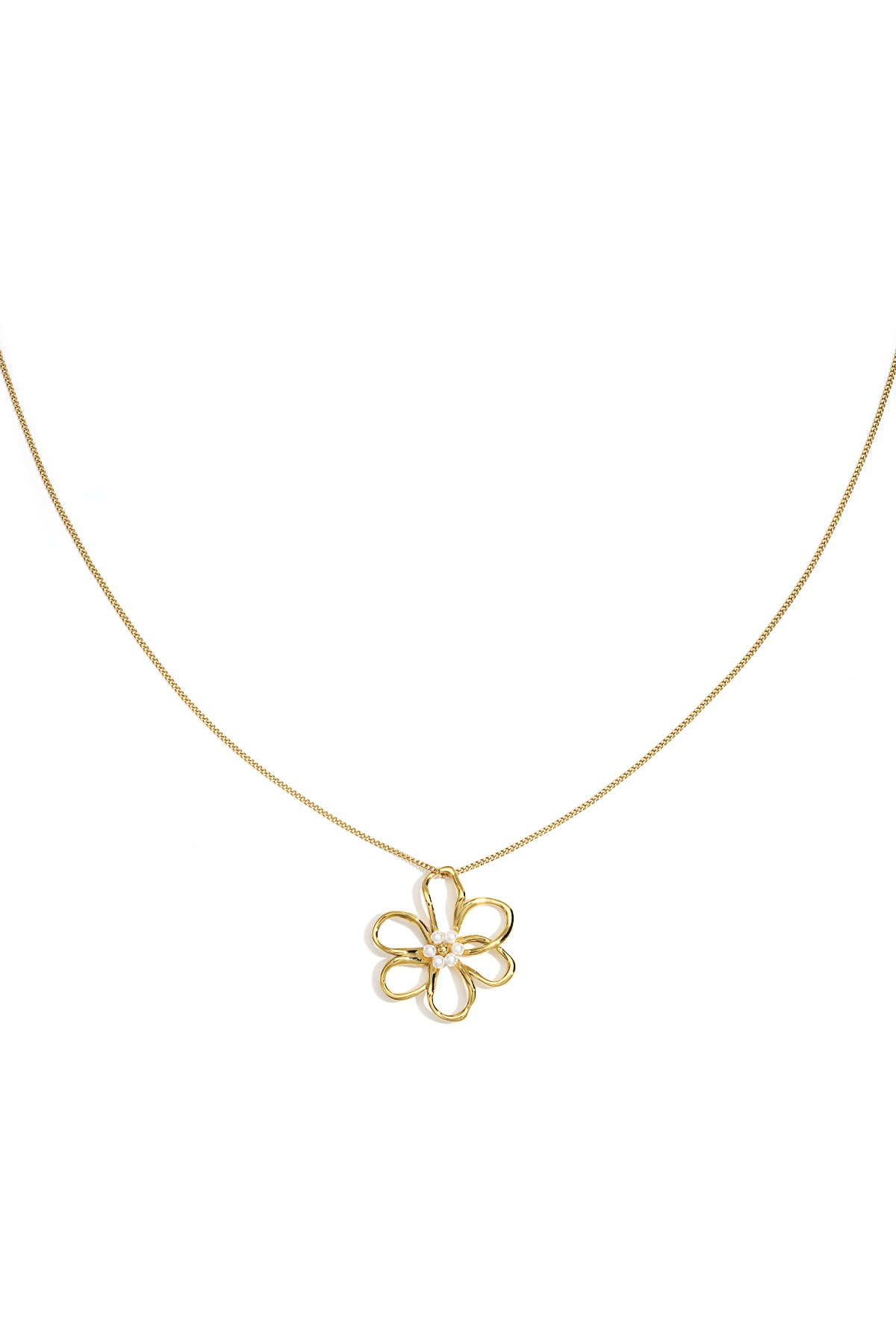 Stainless Steel Long Necklaces Flower Casual Daily Simple Series Women's jewelry