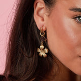 Earrings with flower pendants in various sizes