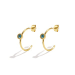 Hoop earrings with round stone