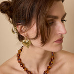 Earrings with large hanging heart