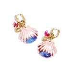 Earrings with large shell and bead charms