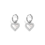 Earrings with dangling mother-of-pearl hearts