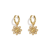 Earrings with decorated hanging flower