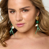 Earrings with coral and sea pendants
