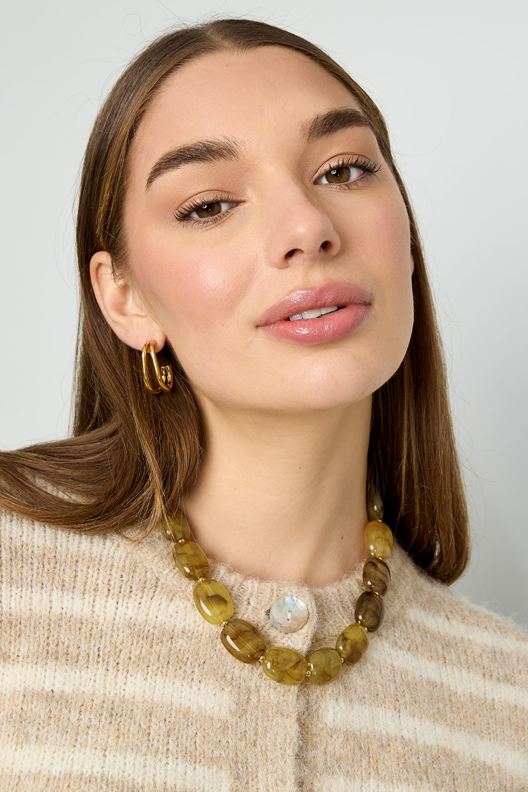 Necklace with squoval beads
