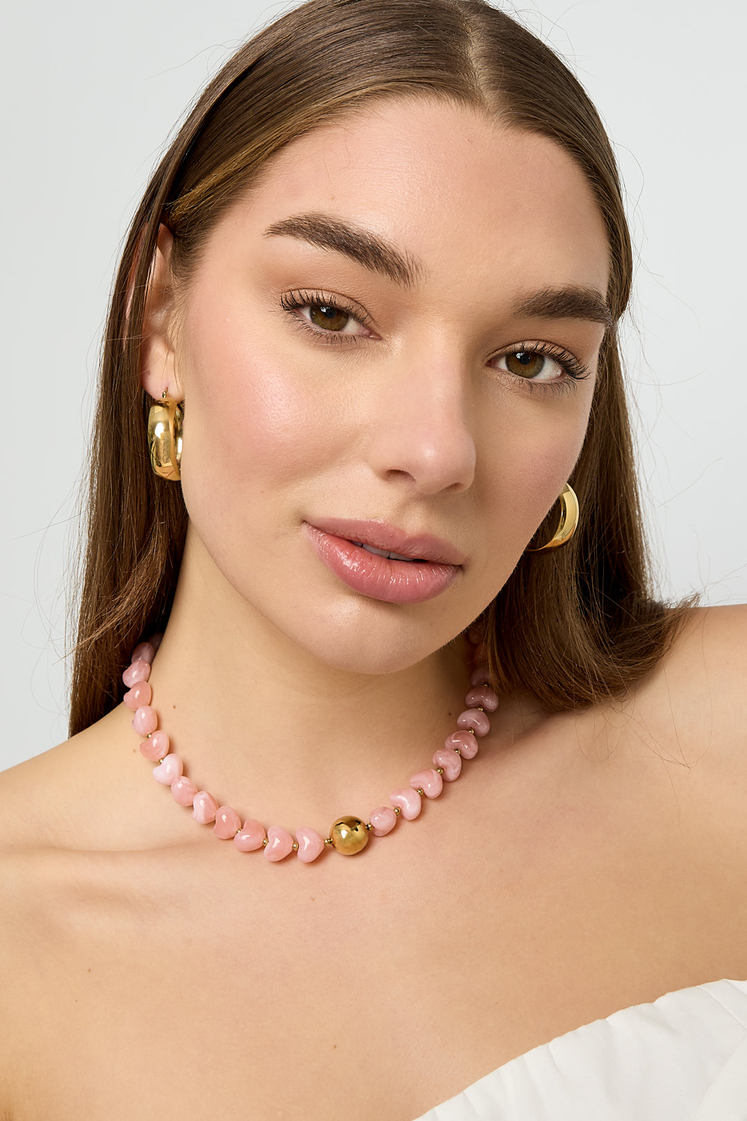 Statement necklace with heart-shaped beads