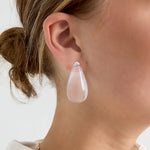 Earrings with teardrop-shaped resin studs