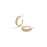 Luxurious open hoop earrings with pattern and cubic zirconia