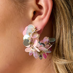 Hoop earrings made of sequins and beads
