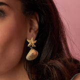Earrings with starfish and shell