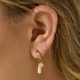 Earrings with beads and coin charm