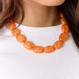 Necklace with squoval beads