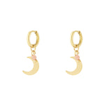 Earrings with moon charm and coloured bead
