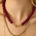 Beaded necklace with front closure - 12mm