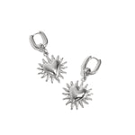 Earrings with dangling hearts and sunbeams