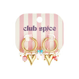 Earrings with dangling beads and heart