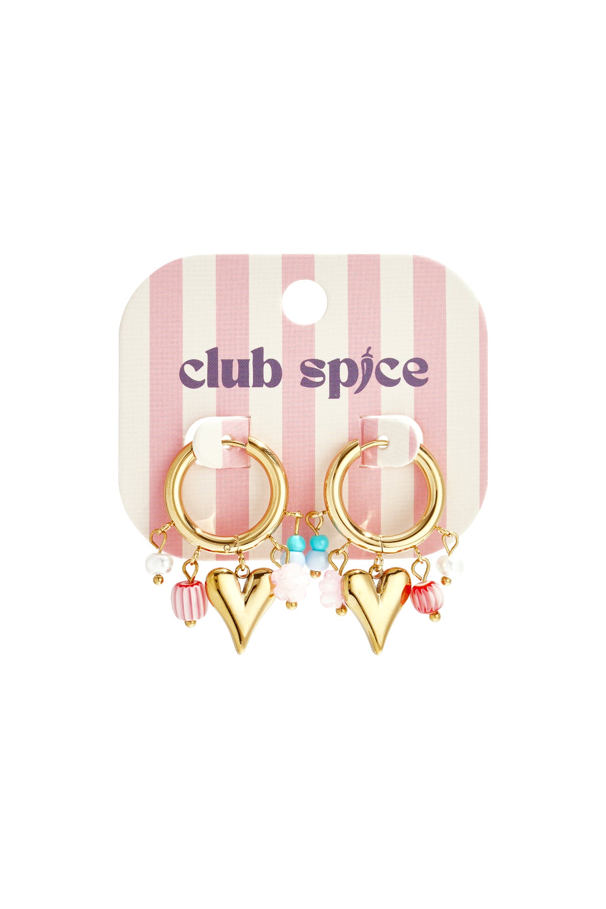 Earrings with dangling beads and heart