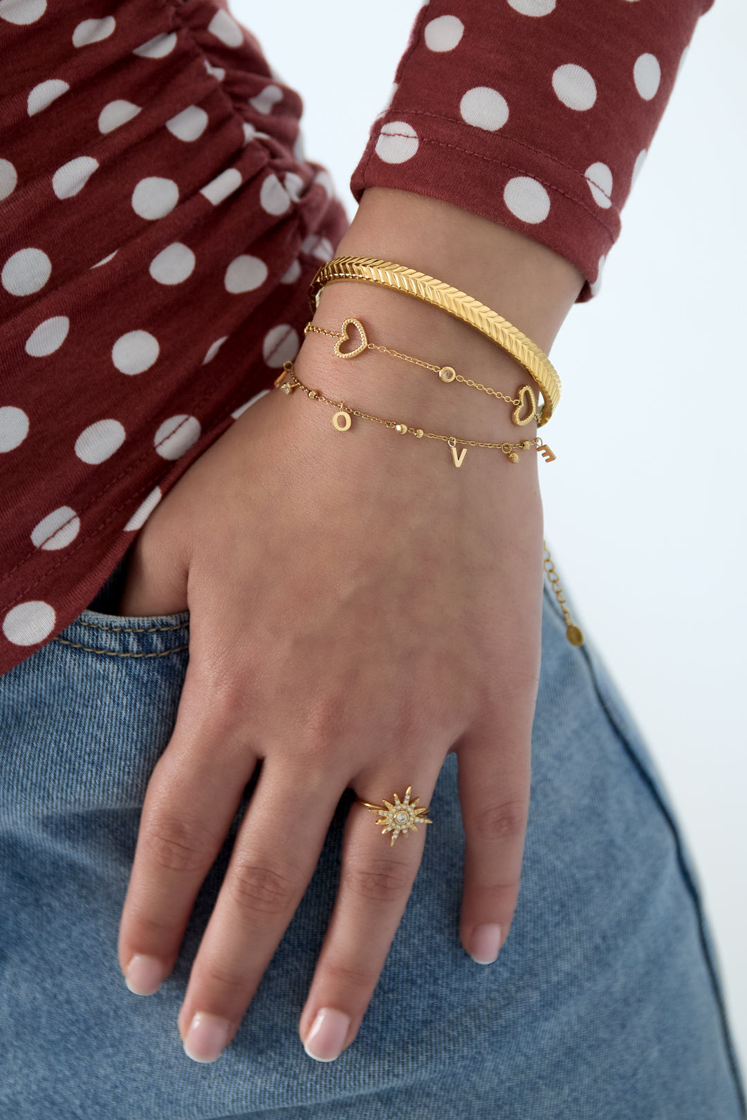 Love bracelet with dangling stones