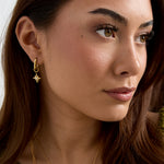 Earrings with shooting star on a small ring
