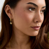 Earrings with shooting star on a small ring
