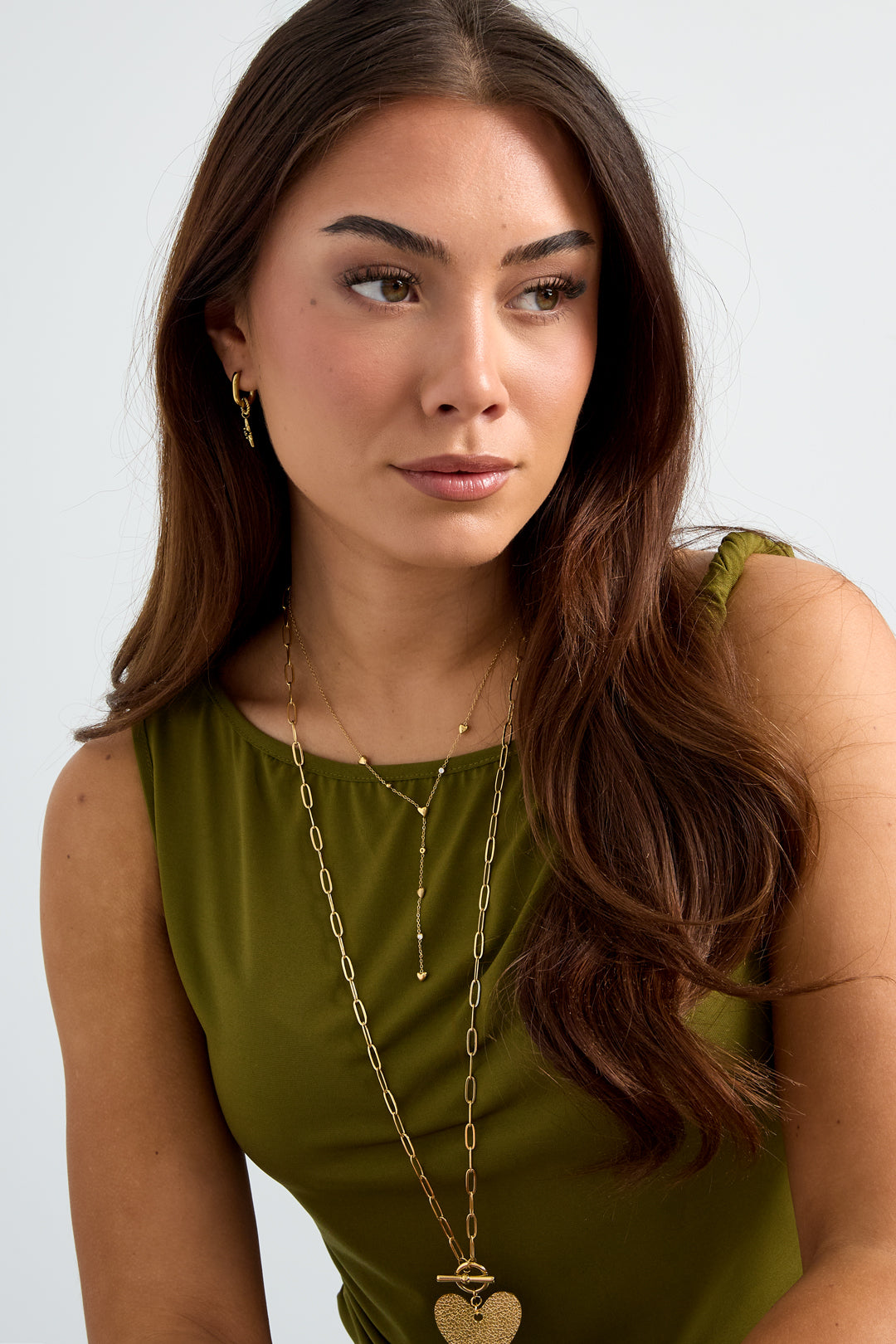 Y-line necklace with filled hearts