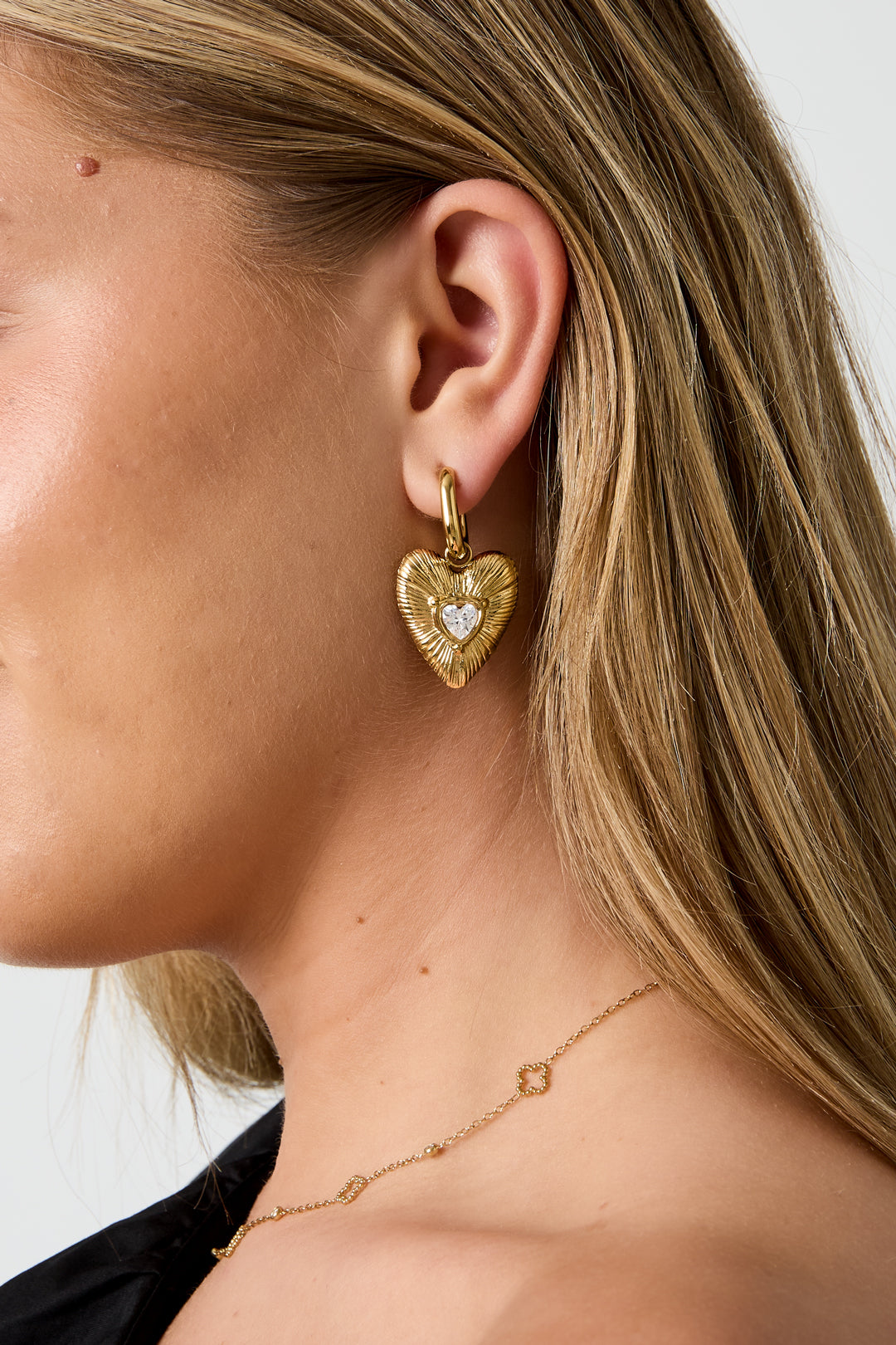 14K Gold Plated Stainless Steel Drop Earrings Heart Simple Daily Simple Series Women's jewelry