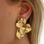 Half flower statement earrings