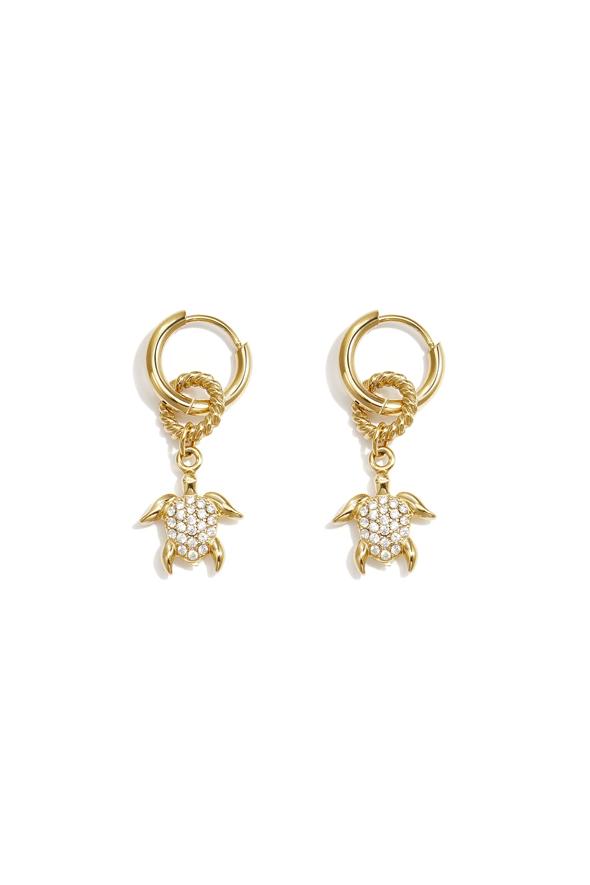 Earrings with a dangling turtle
