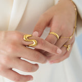 Wavy adjustable statement ring