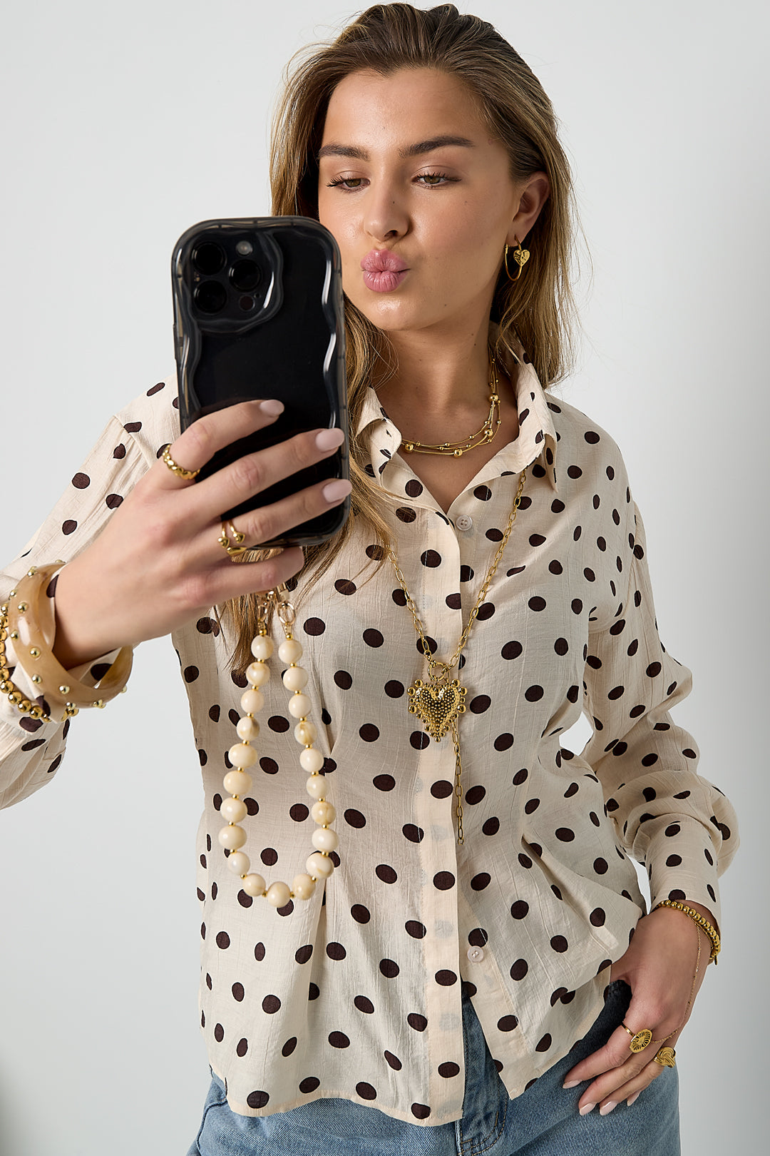 Layered necklace with polka dots