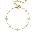 Bracelet with clovers and round cubic zirconia stones
