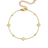 Bracelet with clovers and round cubic zirconia stones