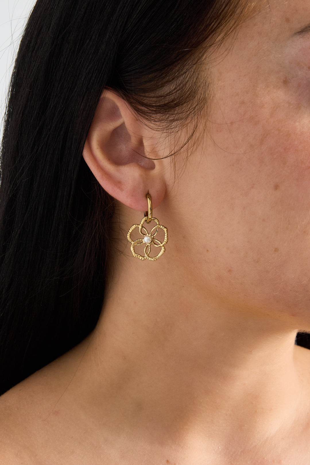 14K Gold Plated Stainless Steel Drop Earrings Flower Simple Daily Simple Series Women's jewelry