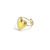 Adjustable statement ring with colored heart