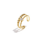 Double adjustable ring with stones