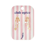 Triple earrings with pearl and star pendants