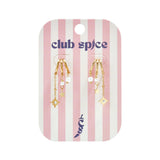 Triple earrings with pearl and star pendants
