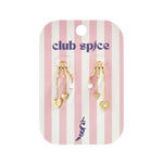 Triple earrings with heart pendants and pearl