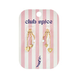 Triple earrings with heart pendants and pearl