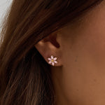 Earrings With Zircon Flower