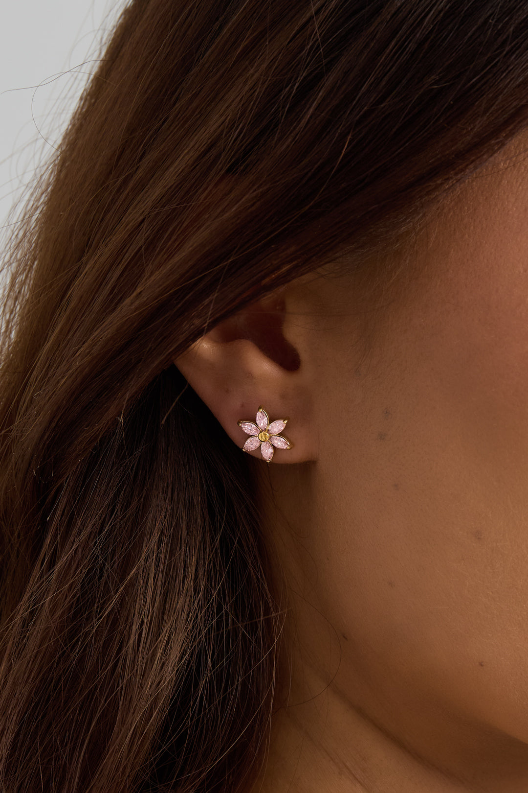 Earrings With Zircon Flower