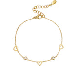 bracelet with heart and diamond charms