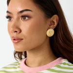 Statement earrings sparkling coin with heart