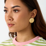 Statement earrings sparkling coin with heart
