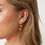 Earrings with 3 dangling hearts
