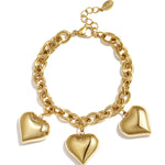 Chunky link bracelet with large hearts