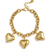 Chunky link bracelet with large hearts